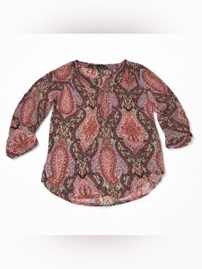 Lauren Jeans Co Ralph Lauren Paisley Peasant Blouse Cotton Viscose M